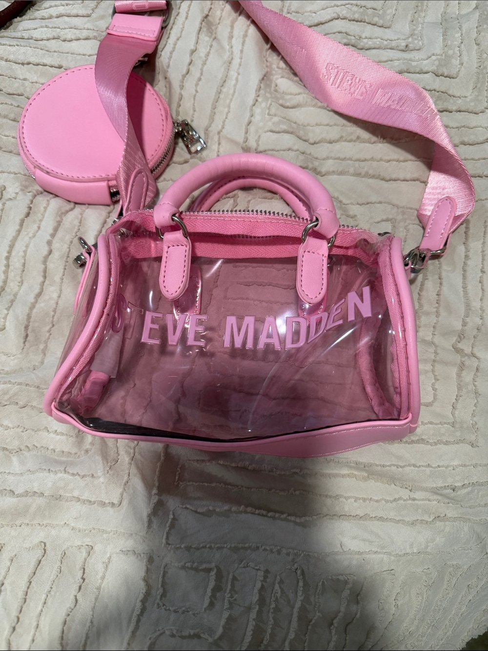 Steve Madden Pink Clear Mini Crossbody Bag with Coin Pouch